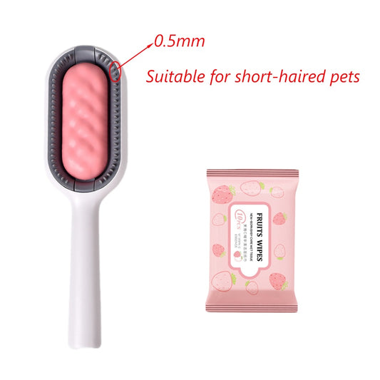 Double Sided Hair Removal Brushes for Cat Dog Pet Grooming Comb with Wipes!