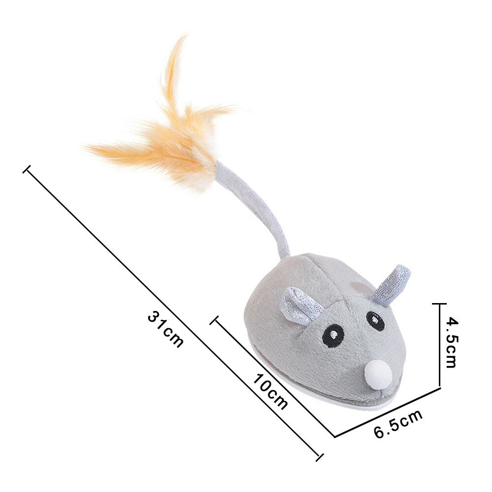 Interactive Mouse Toy for Cats USB Charging Moving Rat with Feather Toys Play-Catch Training Toy for Indoor Kittens Pets Supply