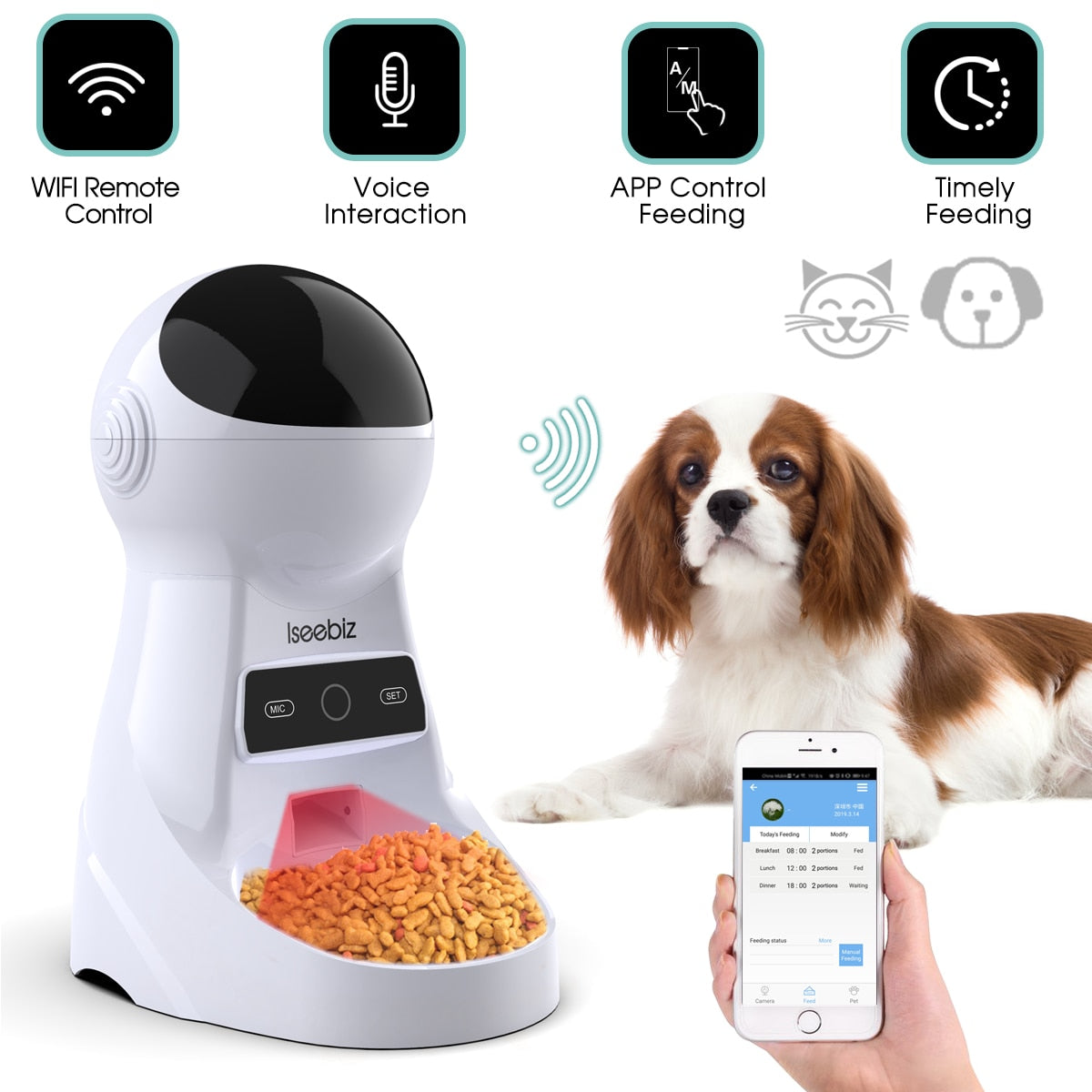 3L Smart Food Dispenser With Camera