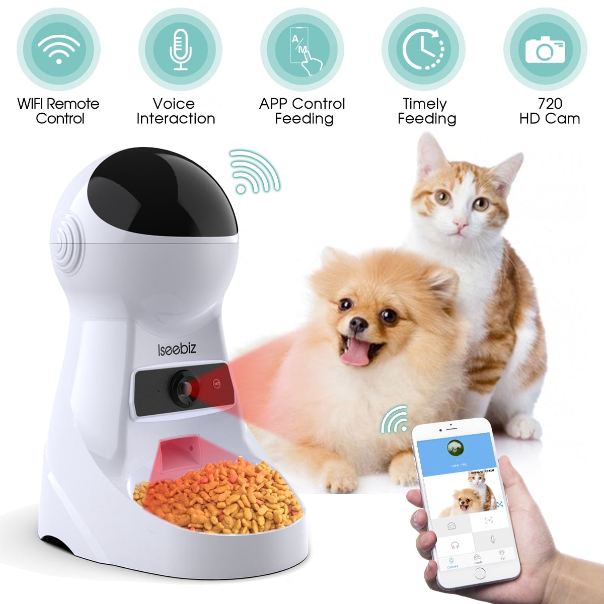 3L Smart Food Dispenser With Camera