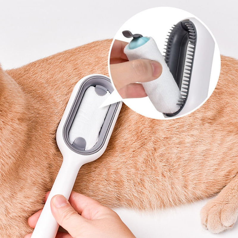 Double Sided Hair Removal Brushes for Cat Dog Pet Grooming Comb with Wipes!